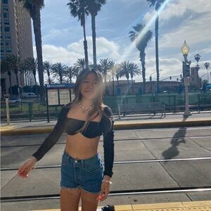 Black Long Sleeve Crop Top